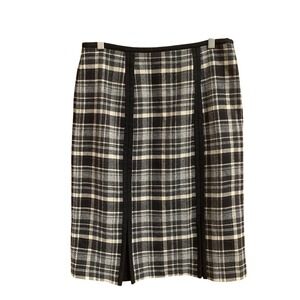 Jenne Maag Skirt Womens‎ Medium Black Gray Plaid 100% Wool Lined Made USA F70Z